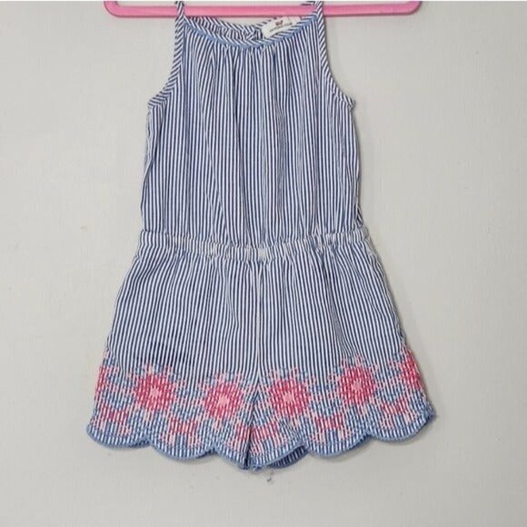 Vineyard Vines Girl XS ( 5 - 6)  Striped Embroidered Romper - Picture 1 of 11